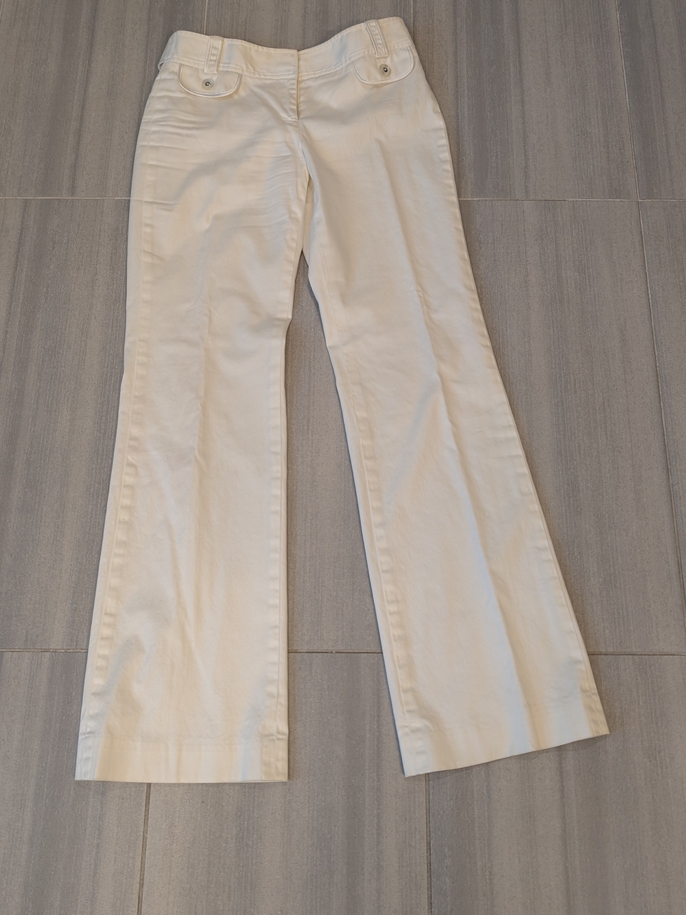 White House Black Market Cream/White Flare Pants